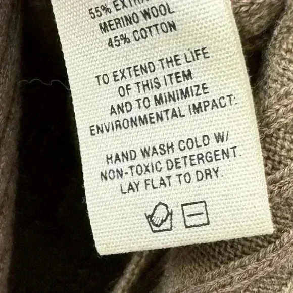 Alex Mill Extra Fine Merino Wool Sweater Tunic Size XS Neutral Brown Minimalist - Picture 7 of 10